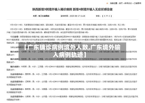 【广东确诊病例境外人数,广东境外输入病例轨迹】